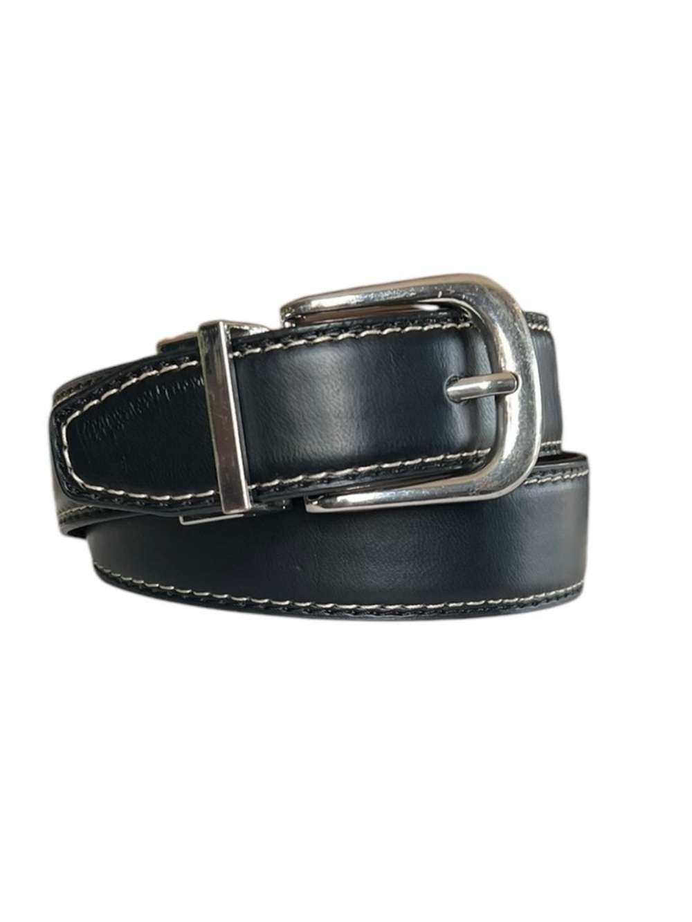 Wrangler Kids Black Leather Classic Casual Unisex Belt Silver Hardware